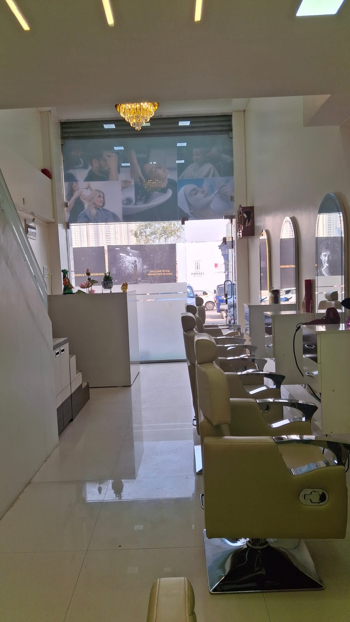 Hair Gloss salon interior with styling chairs, mirrors and reception