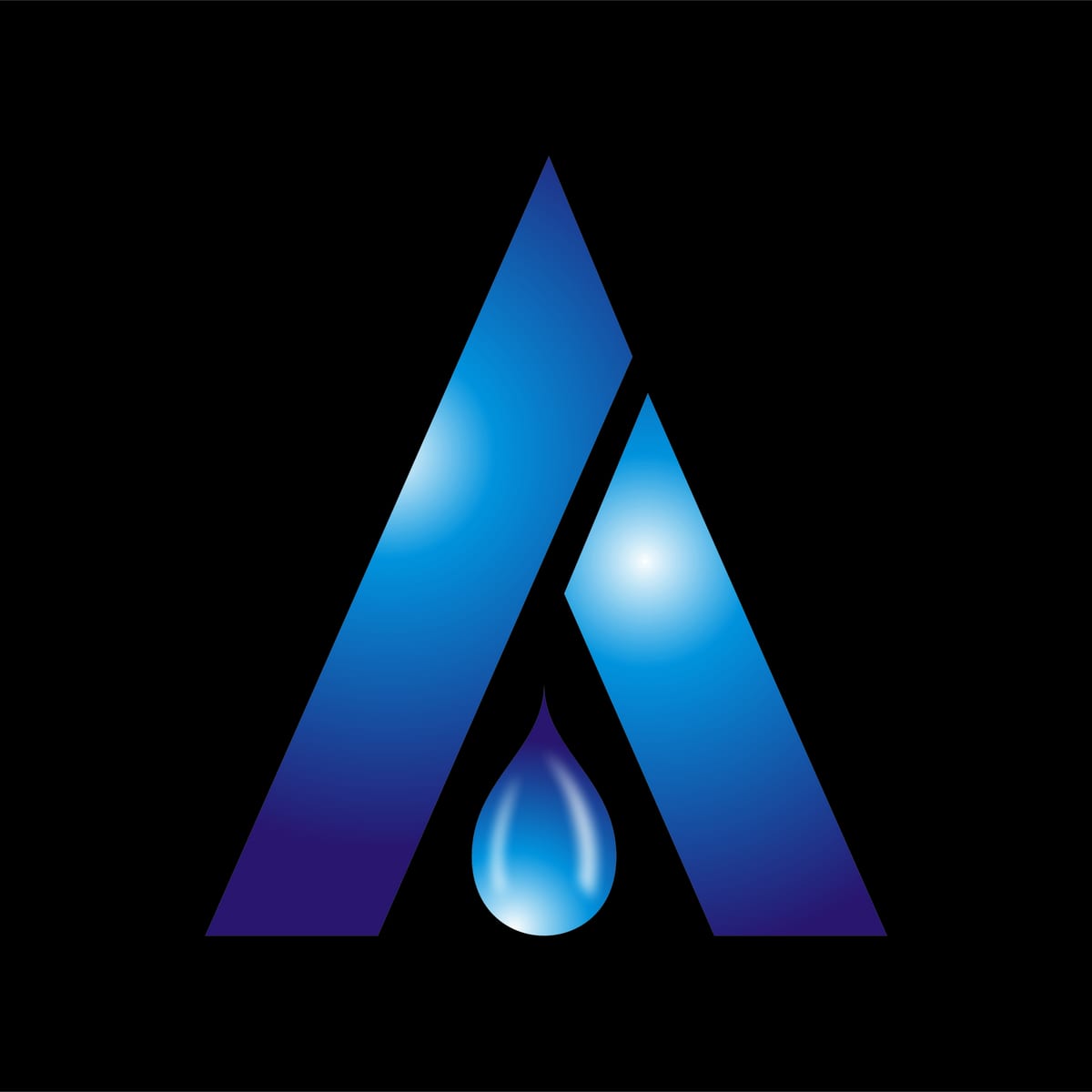 APSAN blue stylized letter A logo with a central droplet