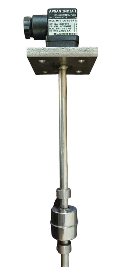 Metal probe assembly with a labeled black sensor head and mounting plate