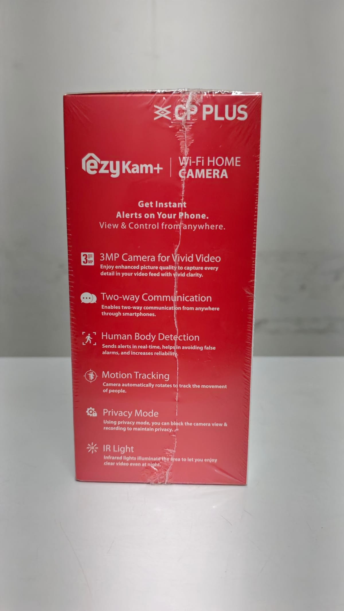 Red EZVIZ C6N Plus Wi-Fi home camera box listing features