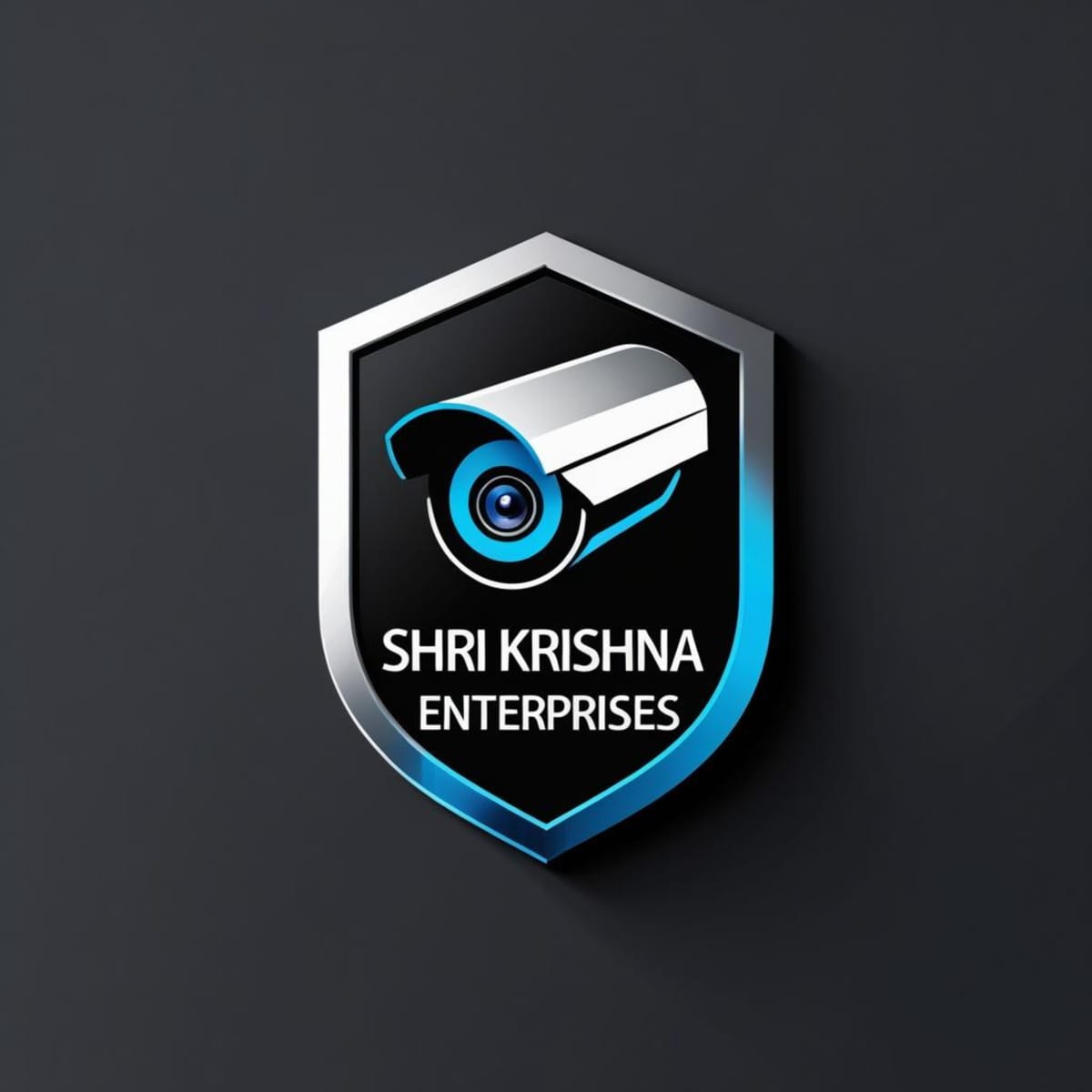 Shield-shaped Shri Krishna Enterprises logo with a security camera graphic