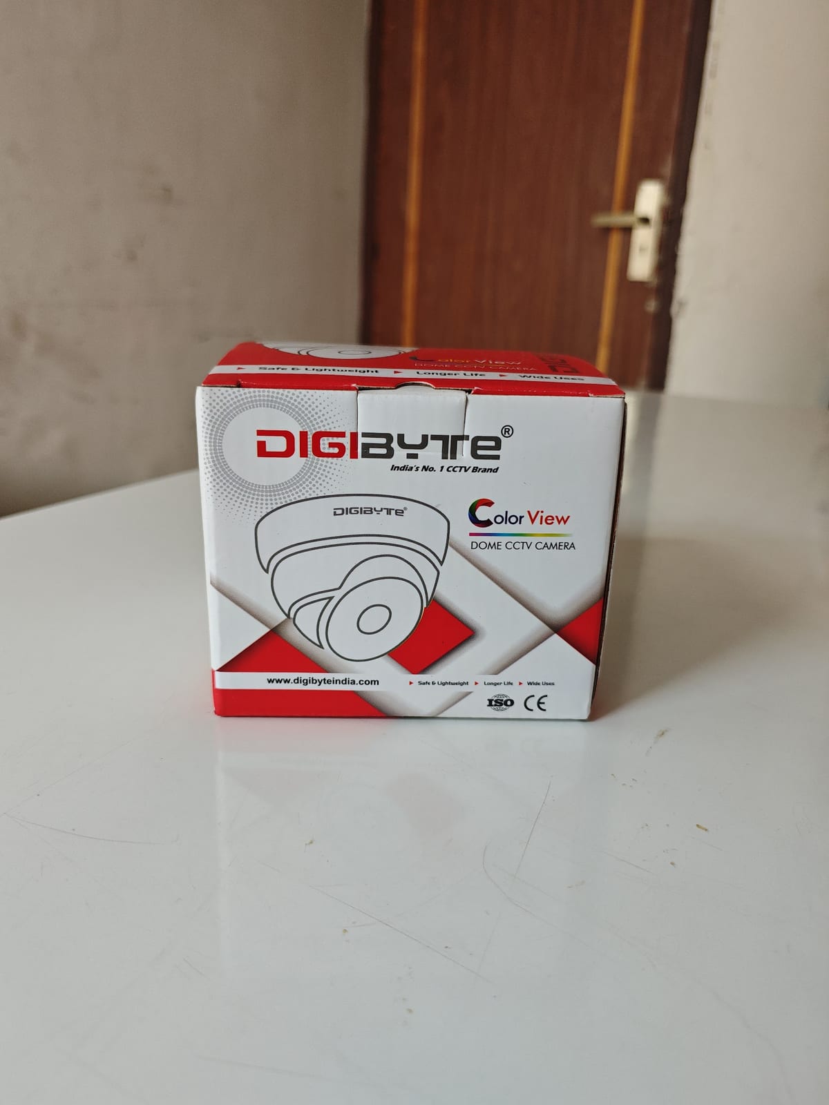 Digibyte ColorView dome CCTV camera box on a white table